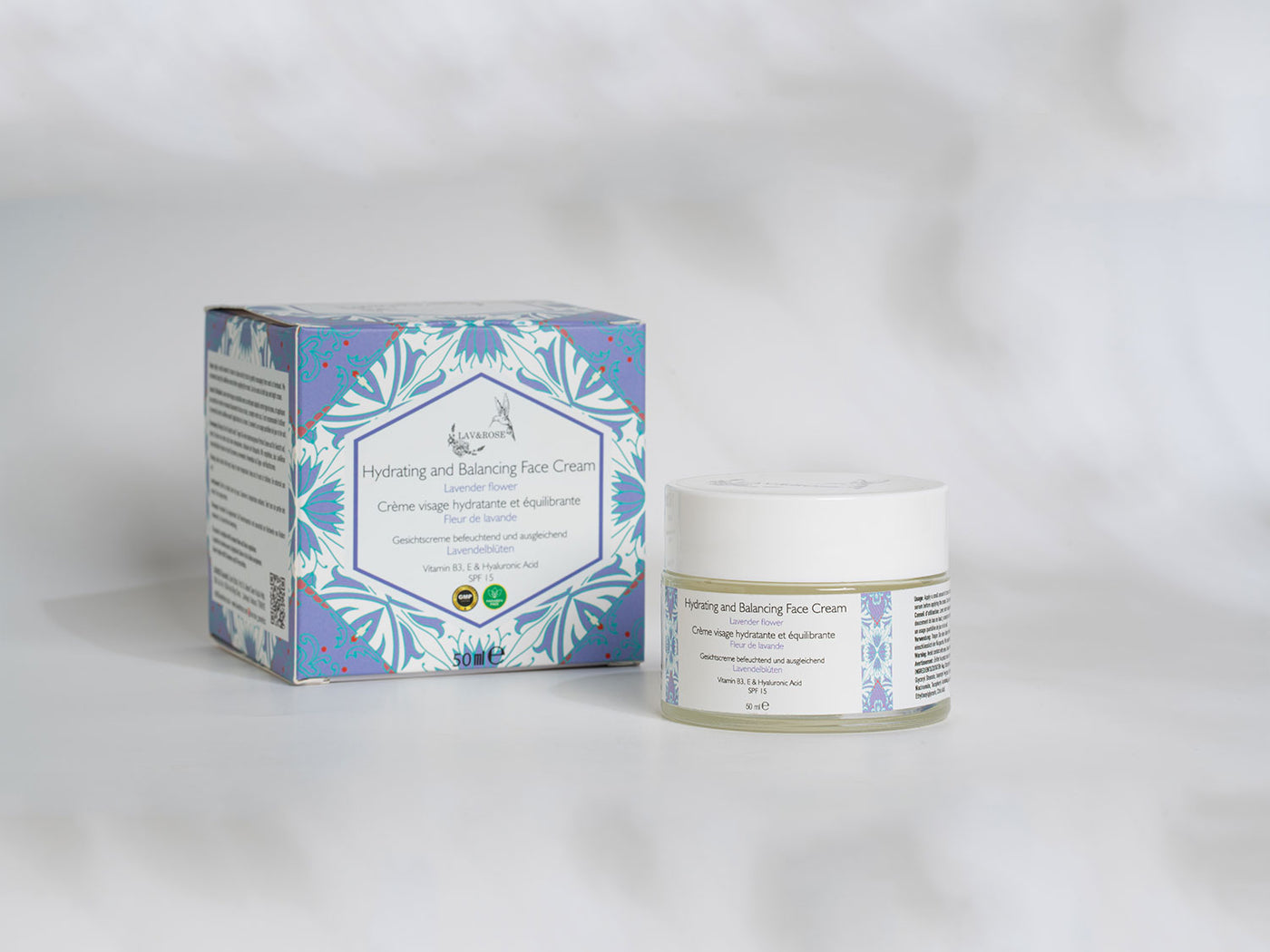 Hydrating and Balancing Face Cream with vitamin B-3, E, Hyaluronic